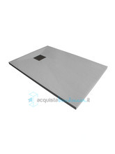 piatto doccia 70x125 cm  altezza 3 cm in resina ultrasottile senza bordo colore grigio/grey serie wall