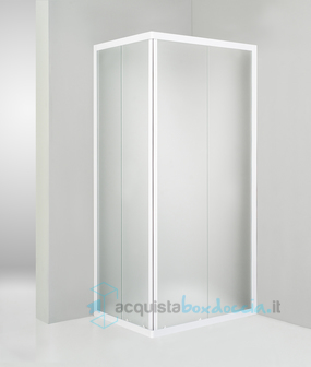 box doccia angolare porta scorrevole 70x90 cm opaco bianco