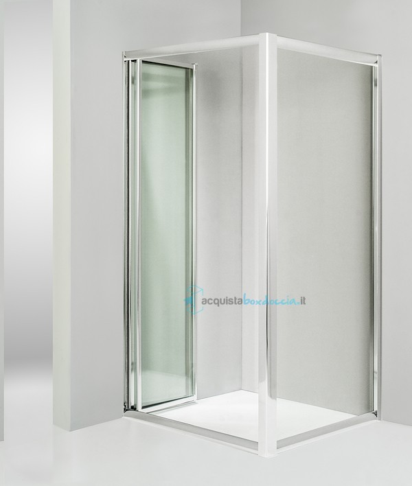 box doccia angolare anta fissa porta soffietto 90x90 cm trasparente