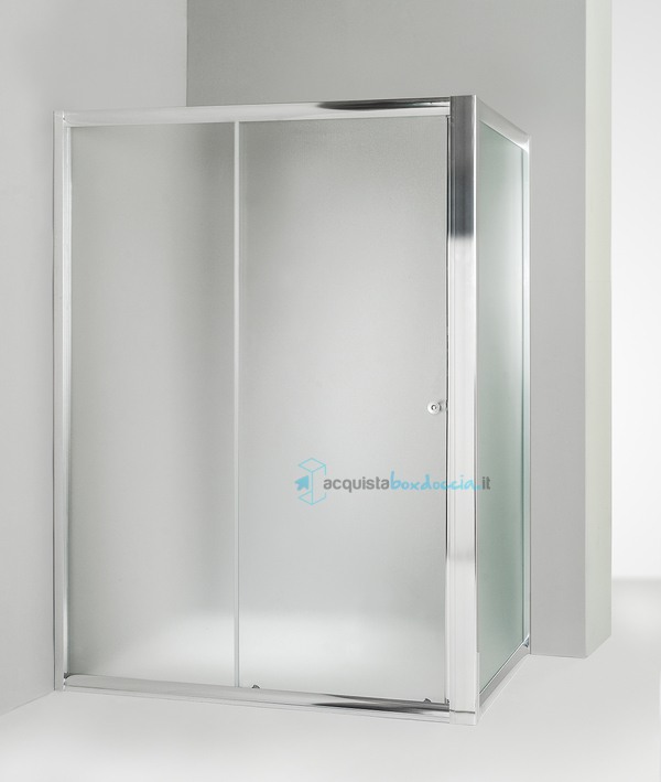 box doccia angolare anta fissa porta scorrevole 100x135 cm opaco