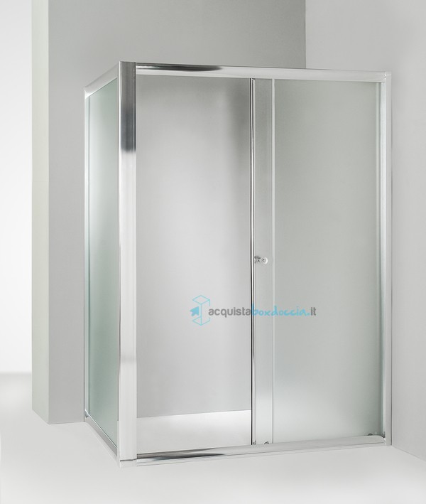 box doccia angolare anta fissa porta scorrevole 100x145 cm opaco