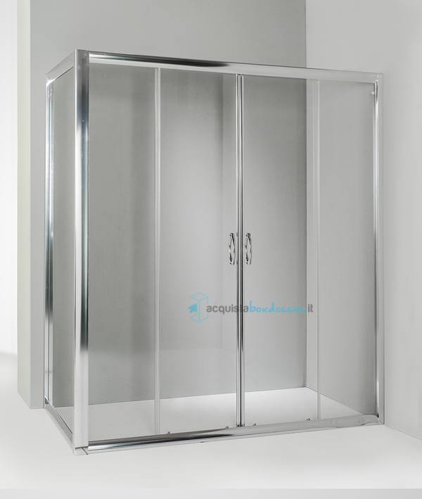  box doccia angolare anta fissa porta scorrevole 65x165 cm trasparente