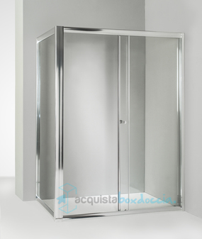box doccia angolare anta fissa porta scorrevole 100x155 cm trasparente