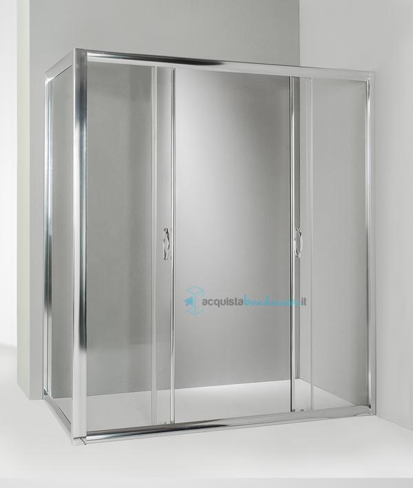 box doccia angolare anta fissa porta scorrevole 100x165 cm trasparente