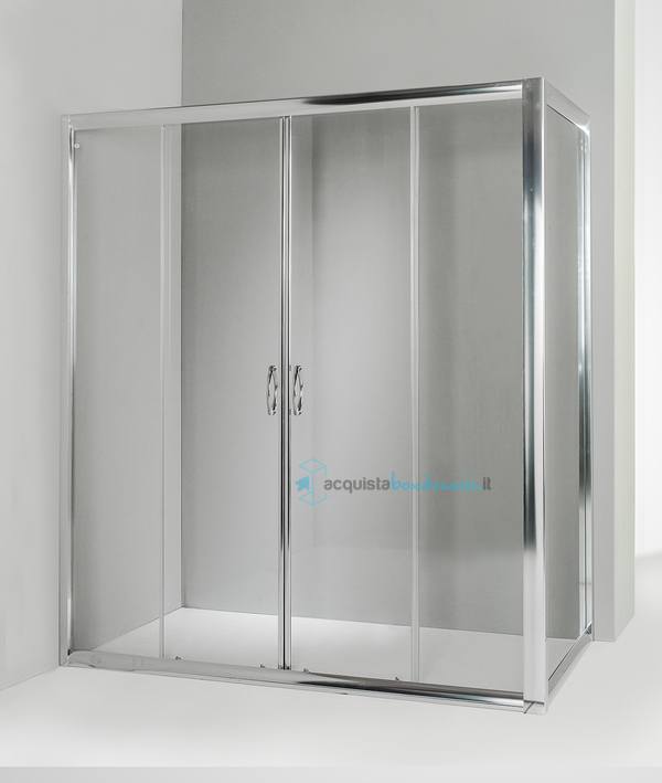 box doccia angolare anta fissa porta scorrevole 75x170 cm trasparente