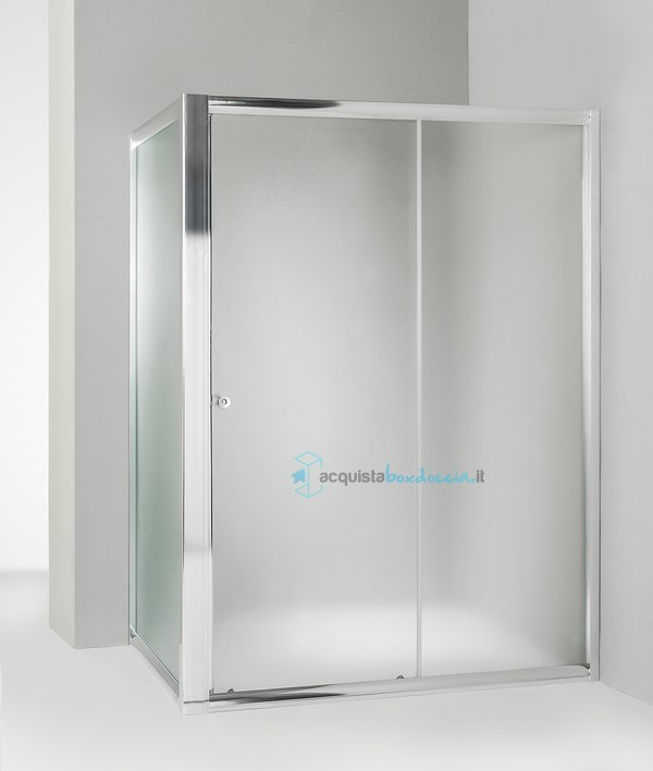 box doccia angolare anta fissa porta scorrevole 100x155 cm opaco