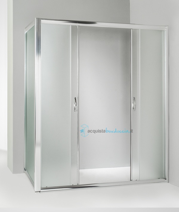 box doccia angolare anta fissa porta scorrevole 90x165 cm opaco