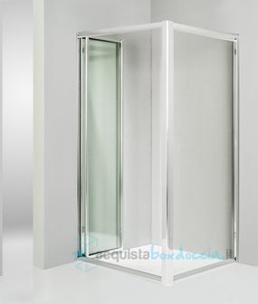 box doccia angolare anta fissa porta soffietto 80x80 cm trasparente