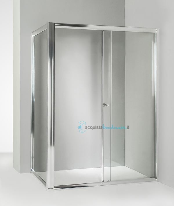 box doccia angolare anta fissa porta scorrevole 100x105 cm trasparente