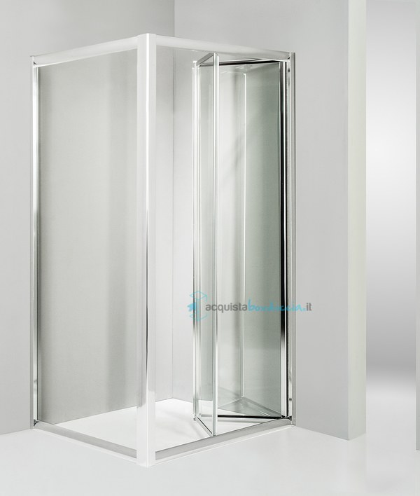 box doccia angolare anta fissa porta soffietto 95x70 cm trasparente