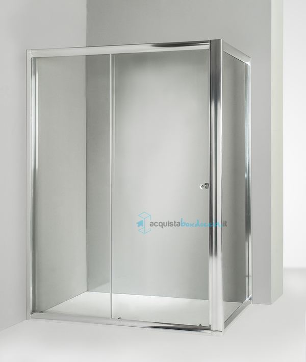 box doccia angolare anta fissa porta scorrevole 95x145 cm trasparente