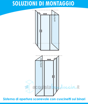 box doccia 3 lati porta scorrevole 60x60x60 cm opaco