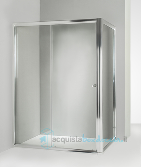 box doccia angolare anta fissa porta scorrevole 95x150 cm trasparente
