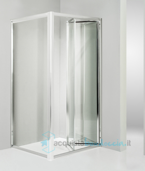 box doccia angolare anta fissa porta soffietto 100x70 cm trasparente