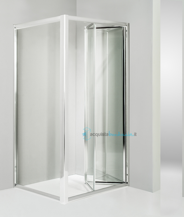 box doccia angolare anta fissa porta soffietto 75x60 cm trasparente