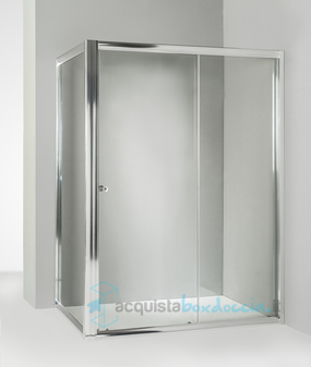 box doccia angolare anta fissa porta scorrevole 100x115 cm trasparente