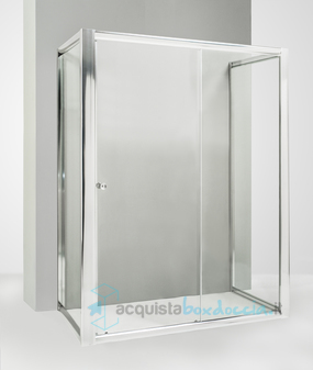box doccia 3 lati con 2 ante fisse e porta scorrevole 100x140x100 cm trasparente 