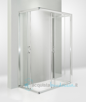 box doccia 3 lati porta scorrevole 65x95x65 cm trasparente