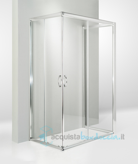 box doccia 3 lati porta scorrevole 60x110x60 cm trasparente