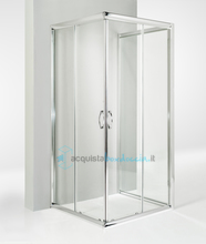 box doccia 3 lati porta scorrevole 65x65x65 cm trasparente