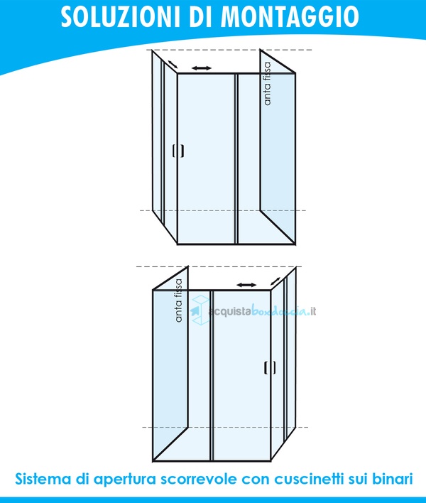 box doccia 3 lati porta scorrevole 65x90x65 cm trasparente