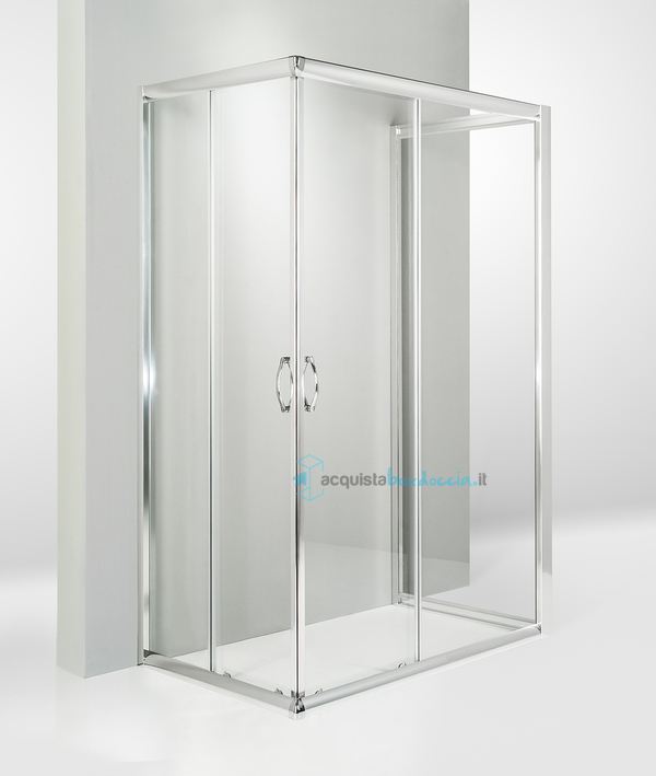 box doccia 3 lati porta scorrevole 65x90x65 cm trasparente