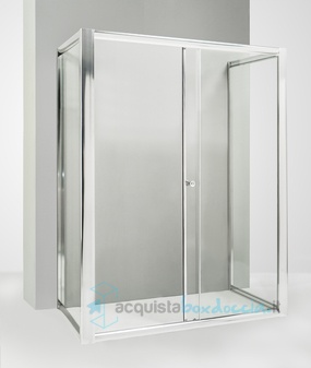 box doccia 3 lati con 2 ante fisse e porta scorrevole 80x125x80 cm trasparente 