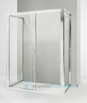 box doccia 3 lati con 2 ante fisse e porta scorrevole 100x155x100 cm trasparente 