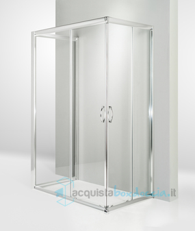 box doccia 3 lati porta scorrevole 100x90x100 cm trasparente