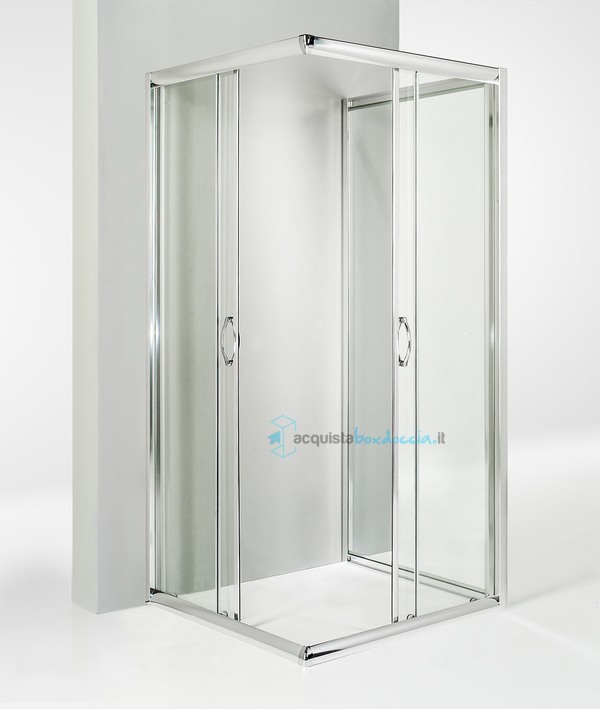box doccia 3 lati porta scorrevole 60x60x60 cm trasparente