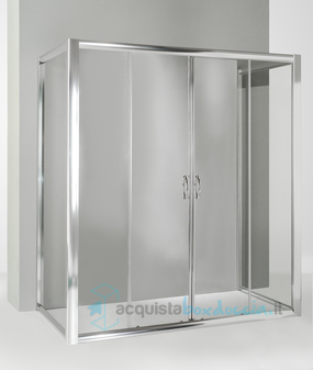 box doccia 3 lati con 2 ante fisse e porta scorrevole 60x170x60 cm trasparente 