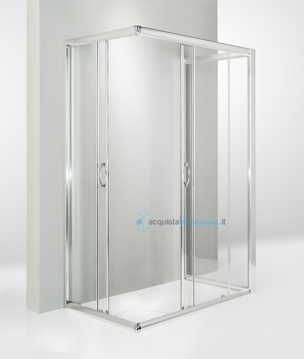 box doccia 3 lati porta scorrevole 100x60x100 cm trasparente