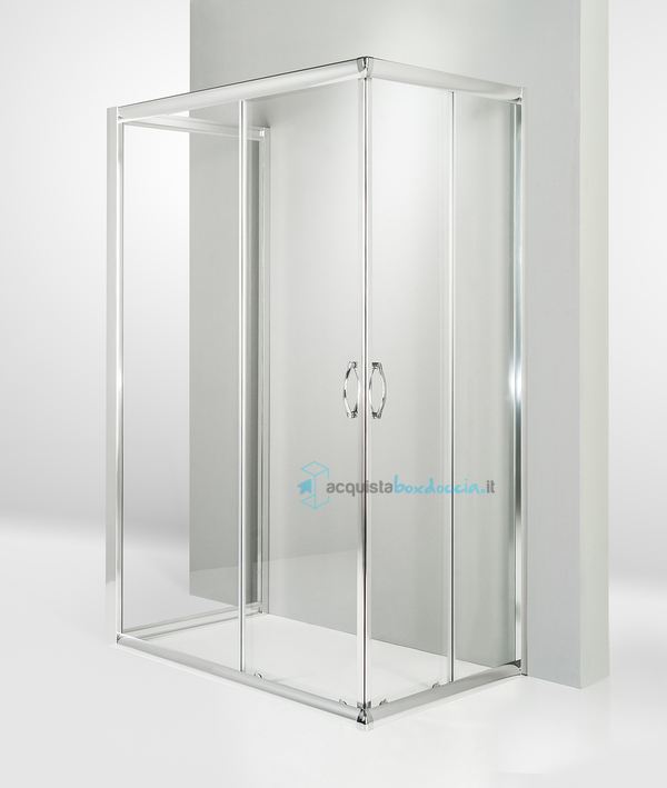 box doccia 3 lati porta scorrevole 65x110x65 cm trasparente