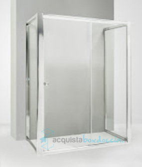 box doccia 3 lati con 2 ante fisse e porta scorrevole 60x115x60 cm trasparente 