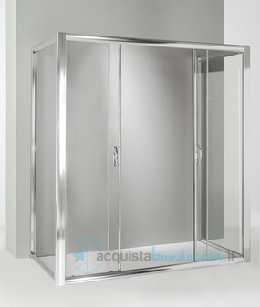 box doccia 3 lati con 2 ante fisse e porta scorrevole 60x165x60 cm trasparente 