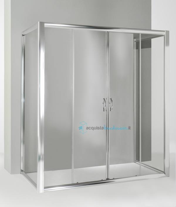 box doccia 3 lati con 2 ante fisse e porta scorrevole 60x165x60 cm trasparente 