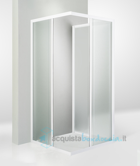 box doccia 3 lati porta scorrevole 80x80x80 cm opaco bianco