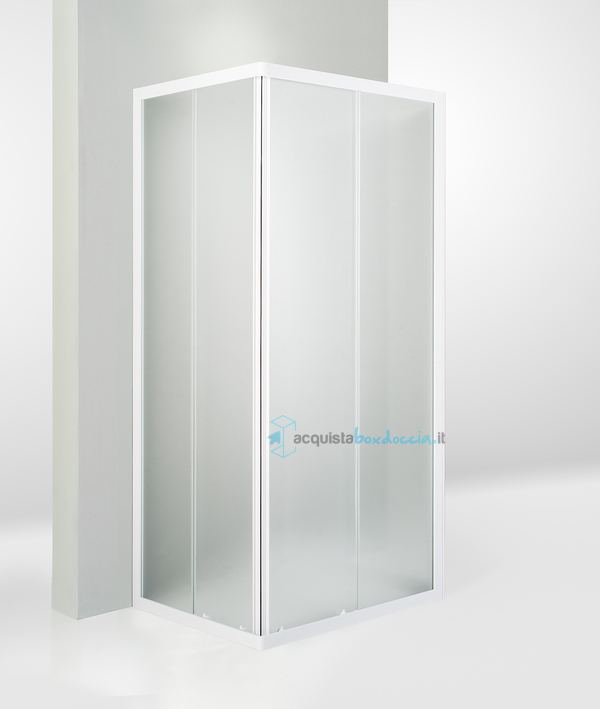 box doccia 3 lati porta scorrevole 80x90x80 cm opaco bianco