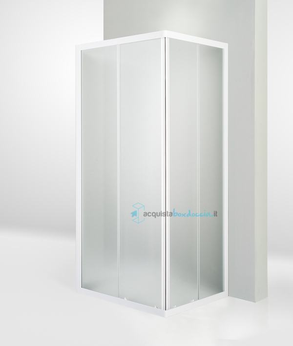 box doccia 3 lati porta scorrevole 70x65x70 cm opaco bianco