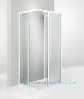 box doccia 3 lati porta scorrevole 80x100x80 cm opaco bianco