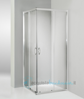 box doccia angolare porta scorrevole 80x90 cm trasparente serie n