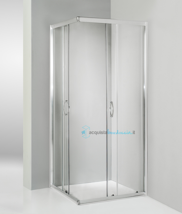 box doccia angolare porta scorrevole 80x110 cm trasparente serie n