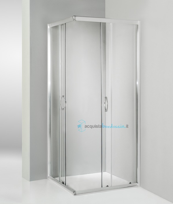 box doccia angolare porta scorrevole 90x90 cm trasparente altezza 180 cm