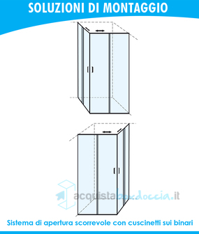 box doccia angolare porta scorrevole 100x110 cm trasparente serie n