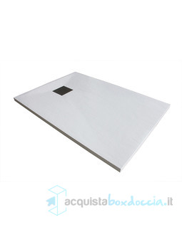 piatto doccia 70x100 cm altezza 3 cm in resina ultrasottile senza bordo colore bianco/white serie wall