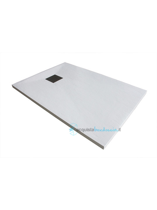 piatto doccia 70x105 cm altezza 3 cm in resina ultrasottile senza bordo colore bianco/white serie wall