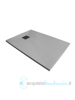 piatto doccia 70x110 cm  altezza 3 cm in resina ultrasottile senza bordo colore grigio/grey serie wall