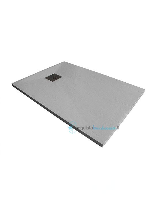 piatto doccia 75x165 cm altezza 3 cm in resina ultrasottile senza bordo colore grigio/grey serie wall