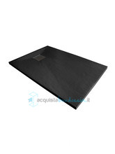 piatto doccia 70x115 cm altezza 3 cm in resina ultrasottile senza bordo colore nero/black serie wall
