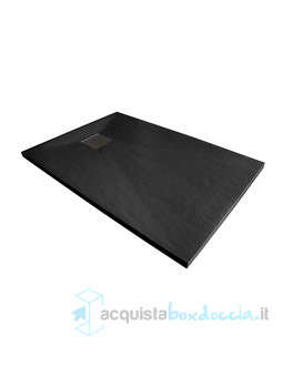 piatto doccia 75x180 cm altezza 3 cm in resina ultrasottile senza bordo colore nero/black serie wall
